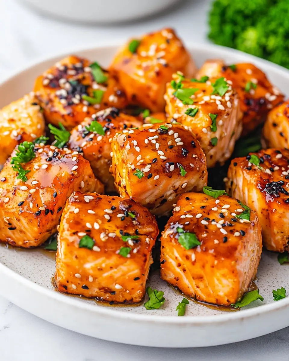Air Fryer Honey Garlic Salmon Bites First Image First Image