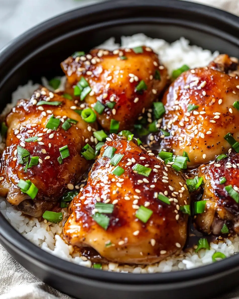 Crockpot Sticky Honey Garlic Chicken Thighs First Image First Image