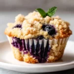 Sourdough Blueberry Muffins with Crumb Topping First Image First Image