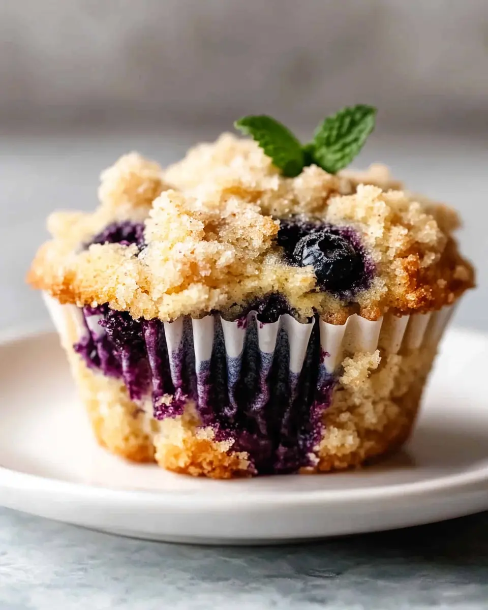Sourdough Blueberry Muffins with Crumb Topping First Image First Image