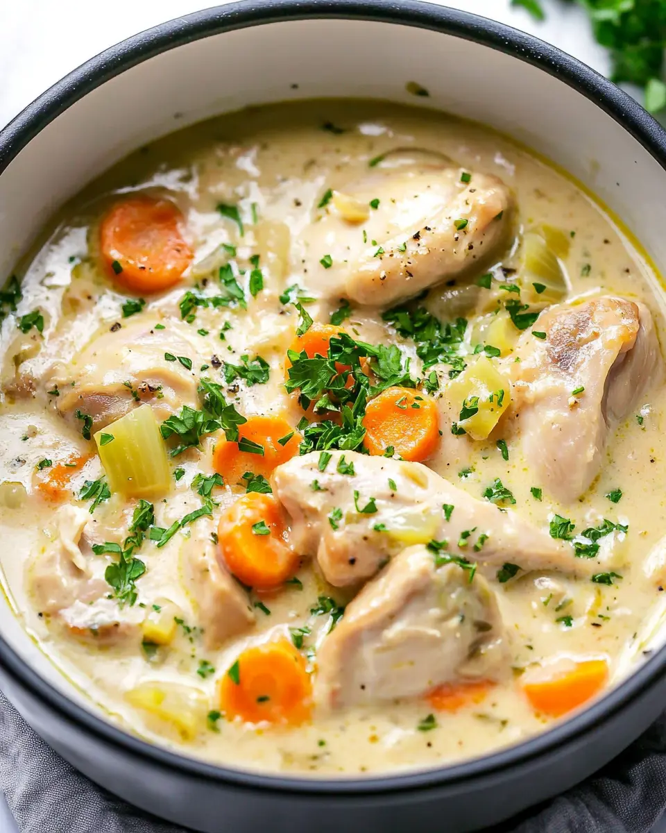 Crockpot Creamy Chicken Thigh Stew First Image First Image