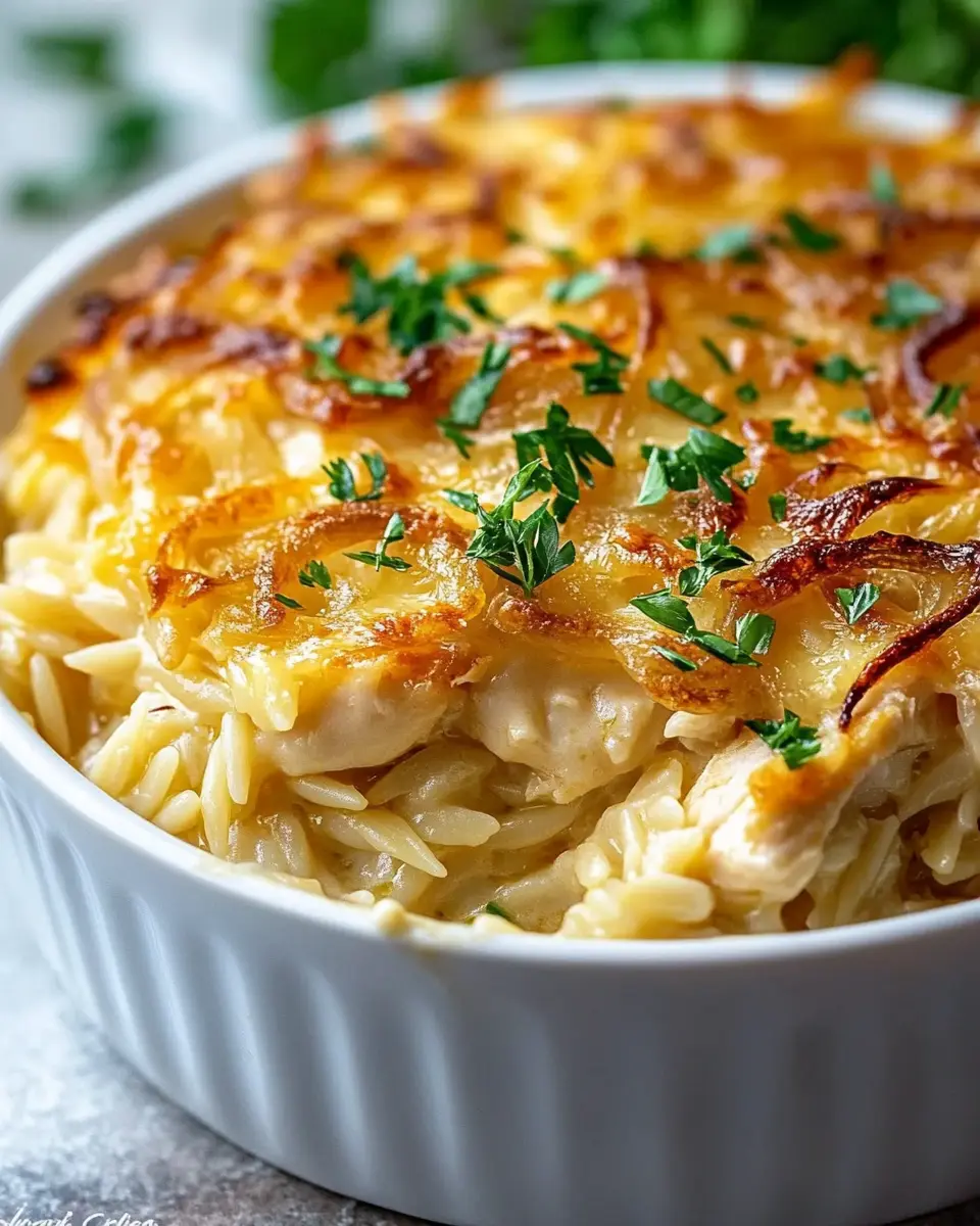 French Onion Chicken Orzo Casserole First Image First Image