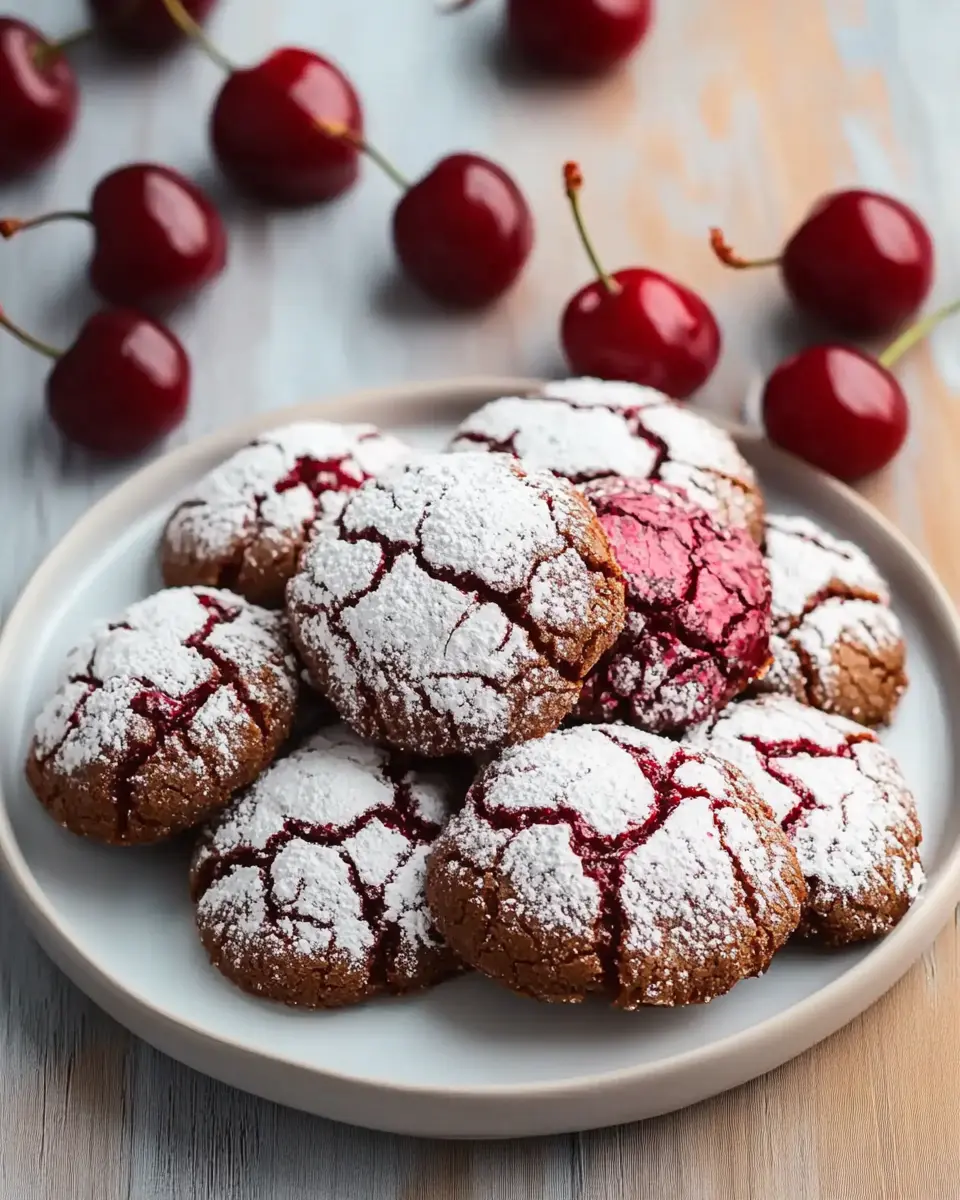 Delicious Cherry Chocolate Crinkle Cookies First Image First Image