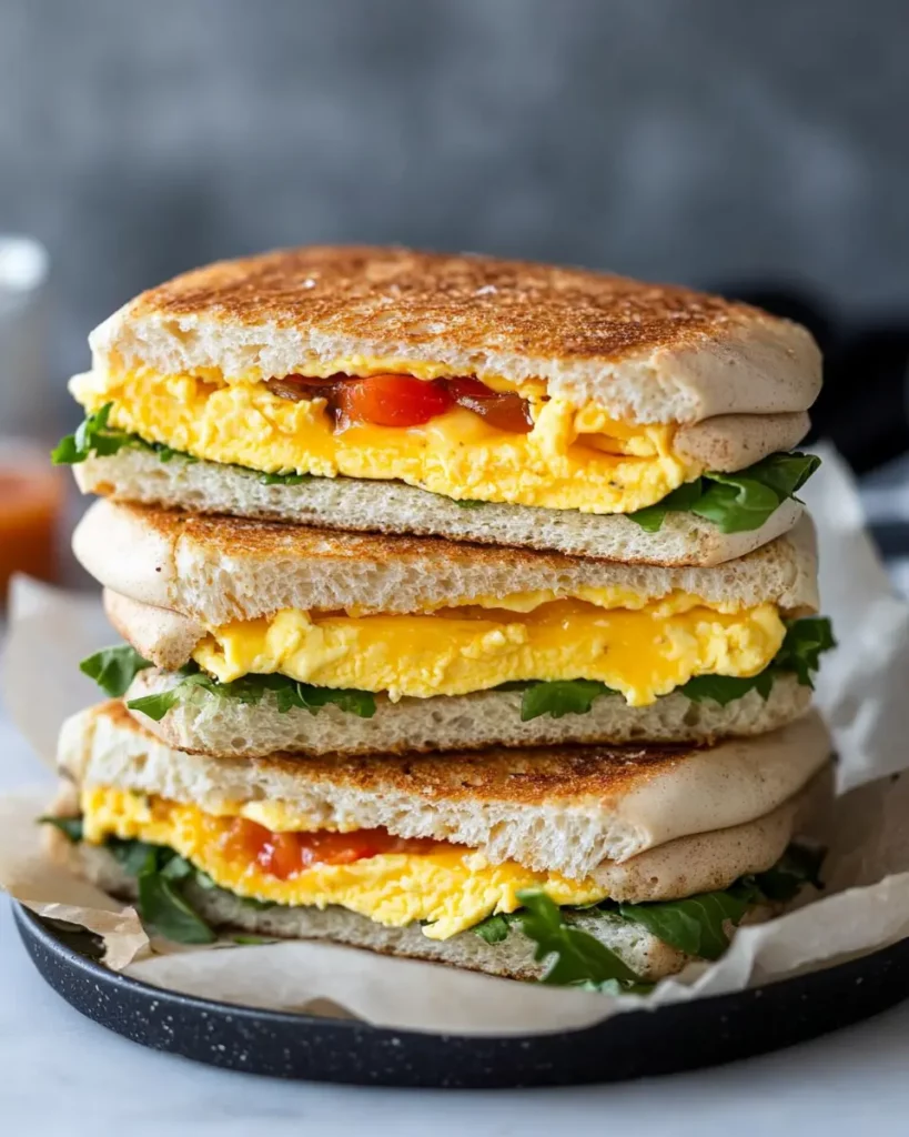 Healthy meal prep freezer breakfast egg and cheese sandwiches First Image First Image