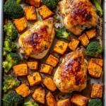 Sheet Pan Roasted Chicken, Sweet Potatoes, & Broccoli + Meal Prep First Image First Image