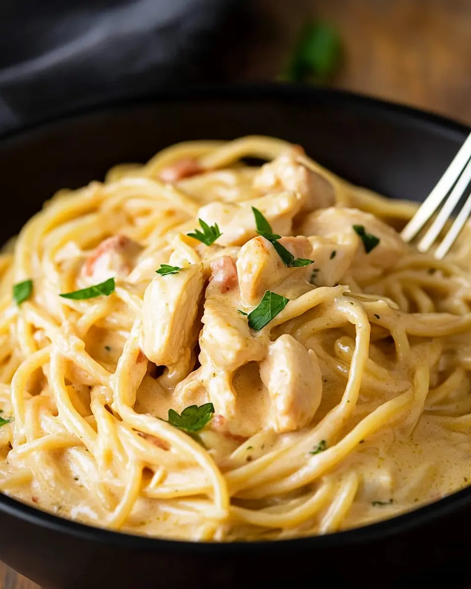 Easy CrockPot Chicken Spaghetti Recipe First Image First Image