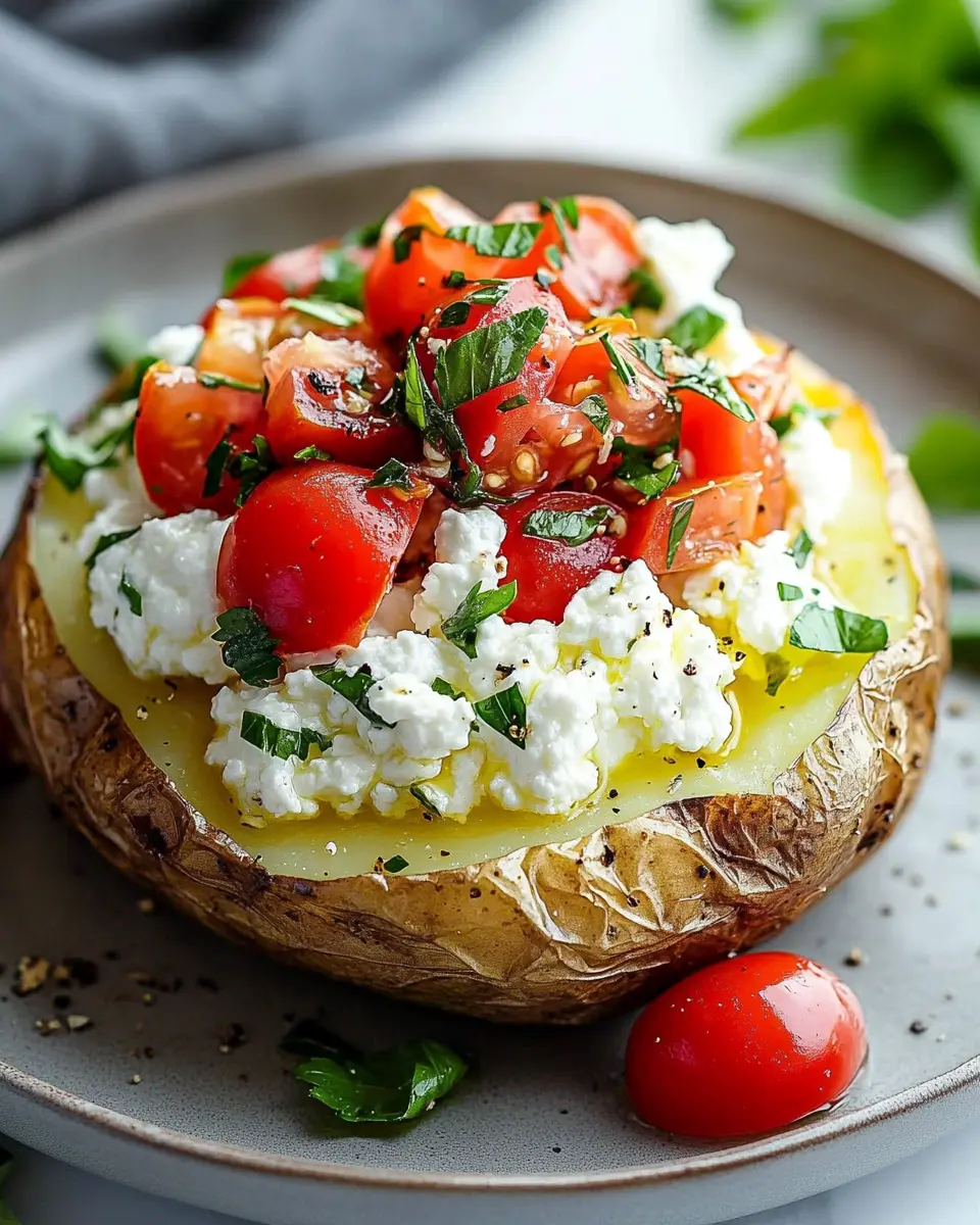 Greek-Style Jacket Potato with Cottage Cheese First Image First Image
